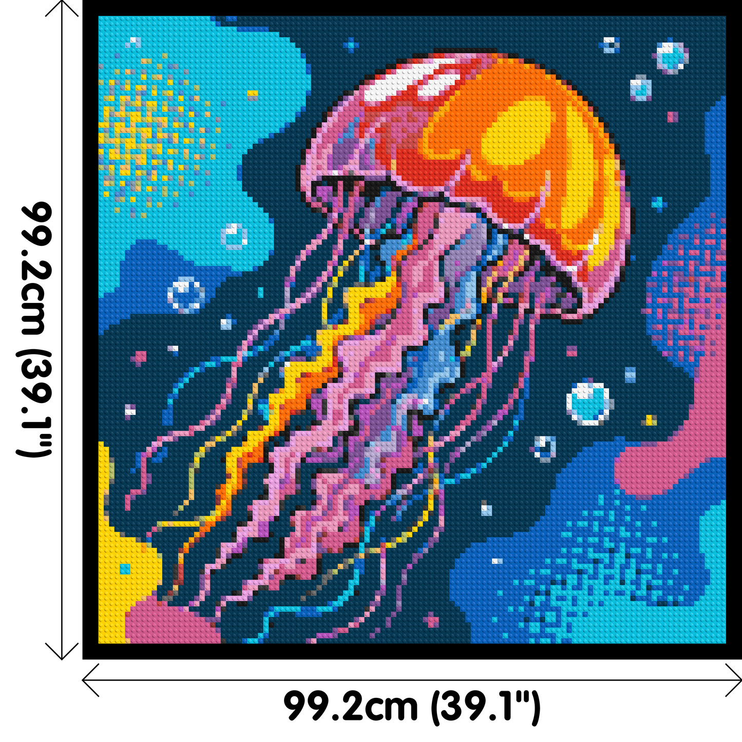 Luminous Deep Sea Jellyfish Pop Art - Brick Art Mosaic Kit 5x5 large