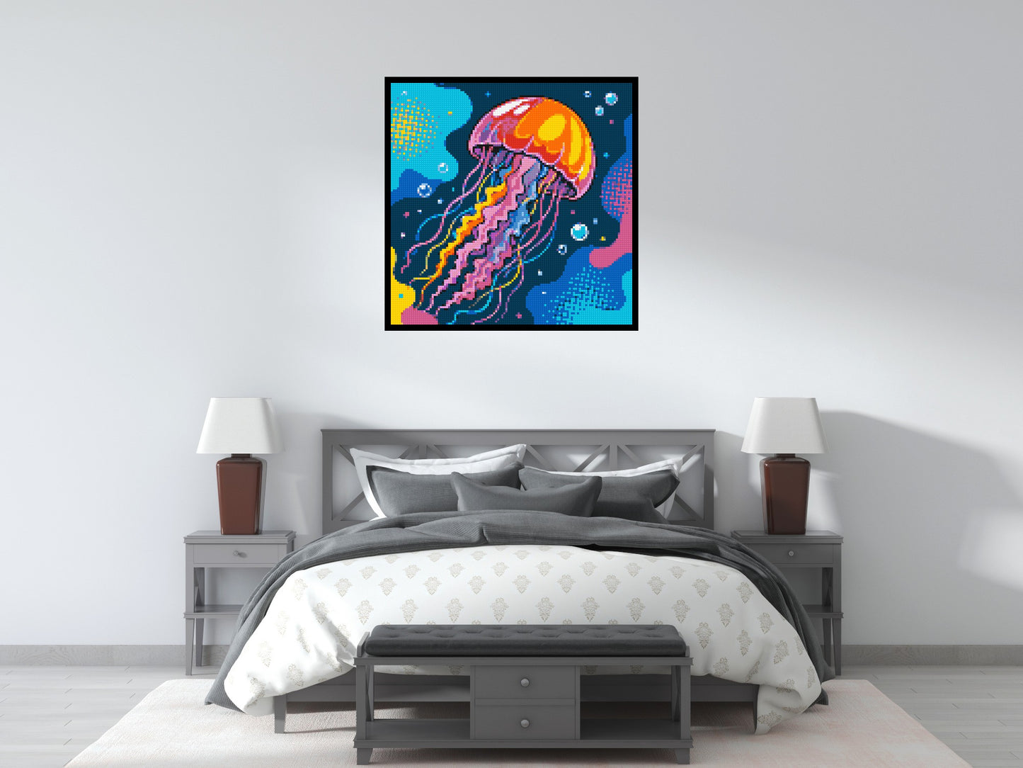 Luminous Deep Sea Jellyfish Pop Art - Brick Art Mosaic Kit 5x5 large