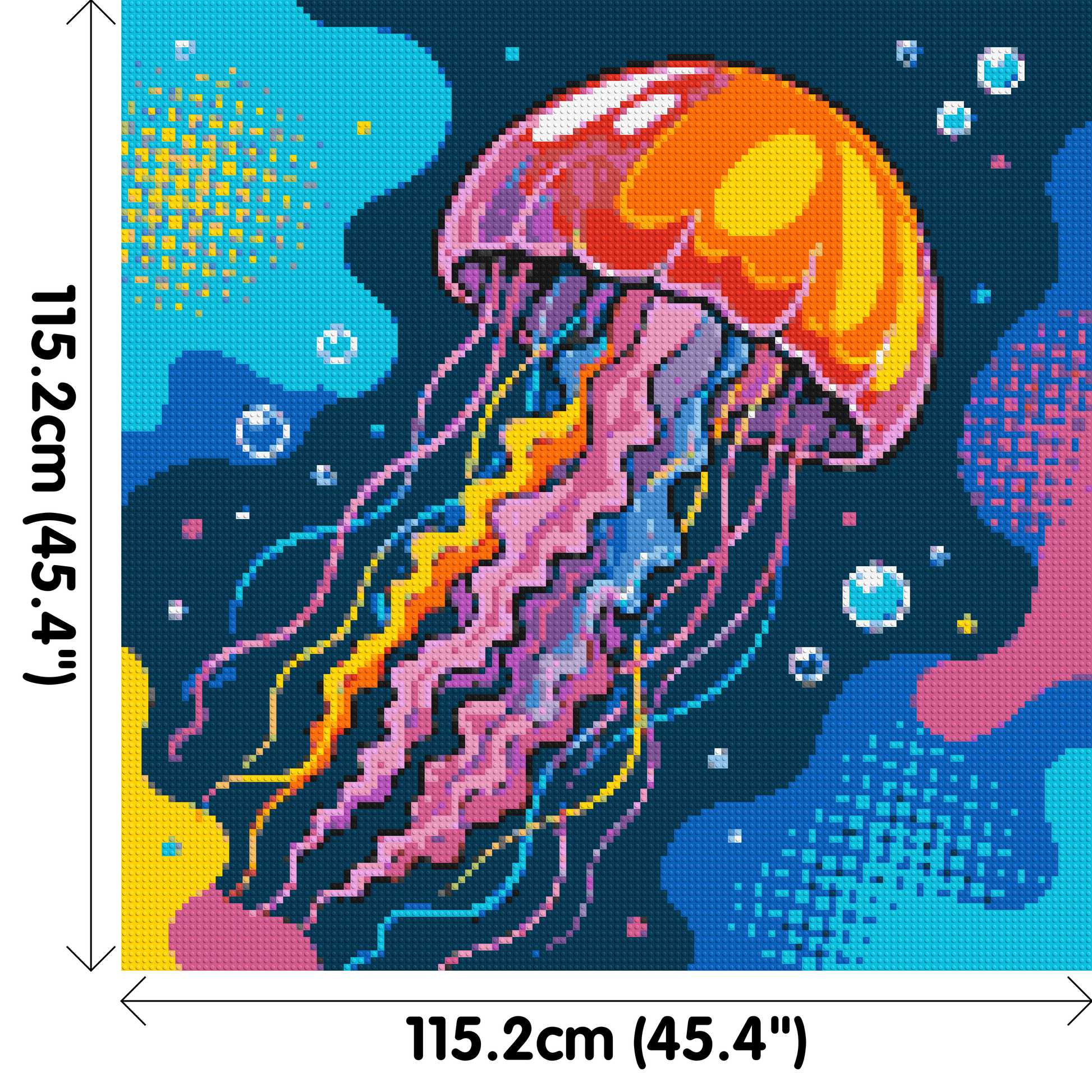 Luminous Deep Sea Jellyfish Pop Art - Brick Art Mosaic Kit 6x6 dimensions