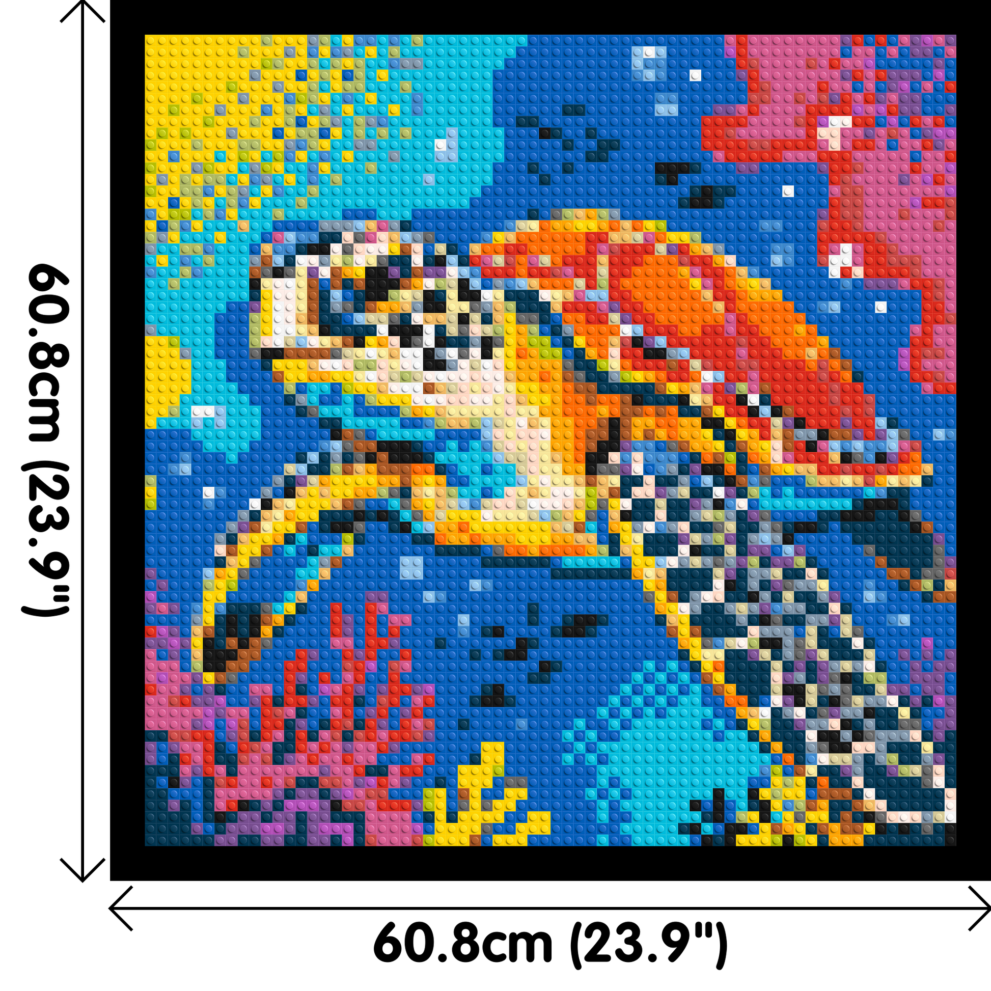 Vibrant Coral Reef Sea Turtle Pop Art - Brick Art Mosaic Kit 3x3 dimensions with frame