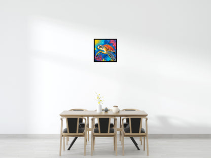Vibrant Coral Reef Sea Turtle Pop Art - Brick Art Mosaic Kit 3x3 large