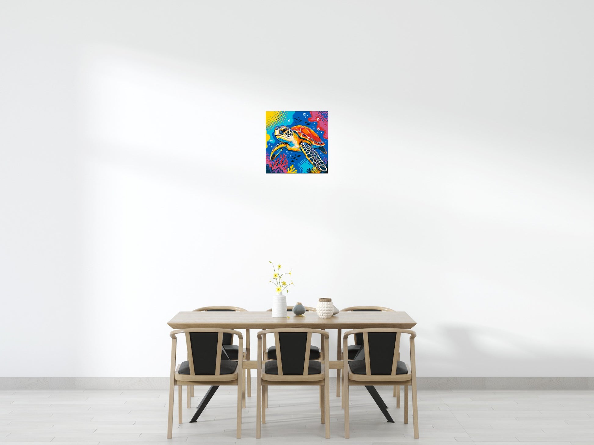 Vibrant Coral Reef Sea Turtle Pop Art - Brick Art Mosaic Kit 3x3 scene