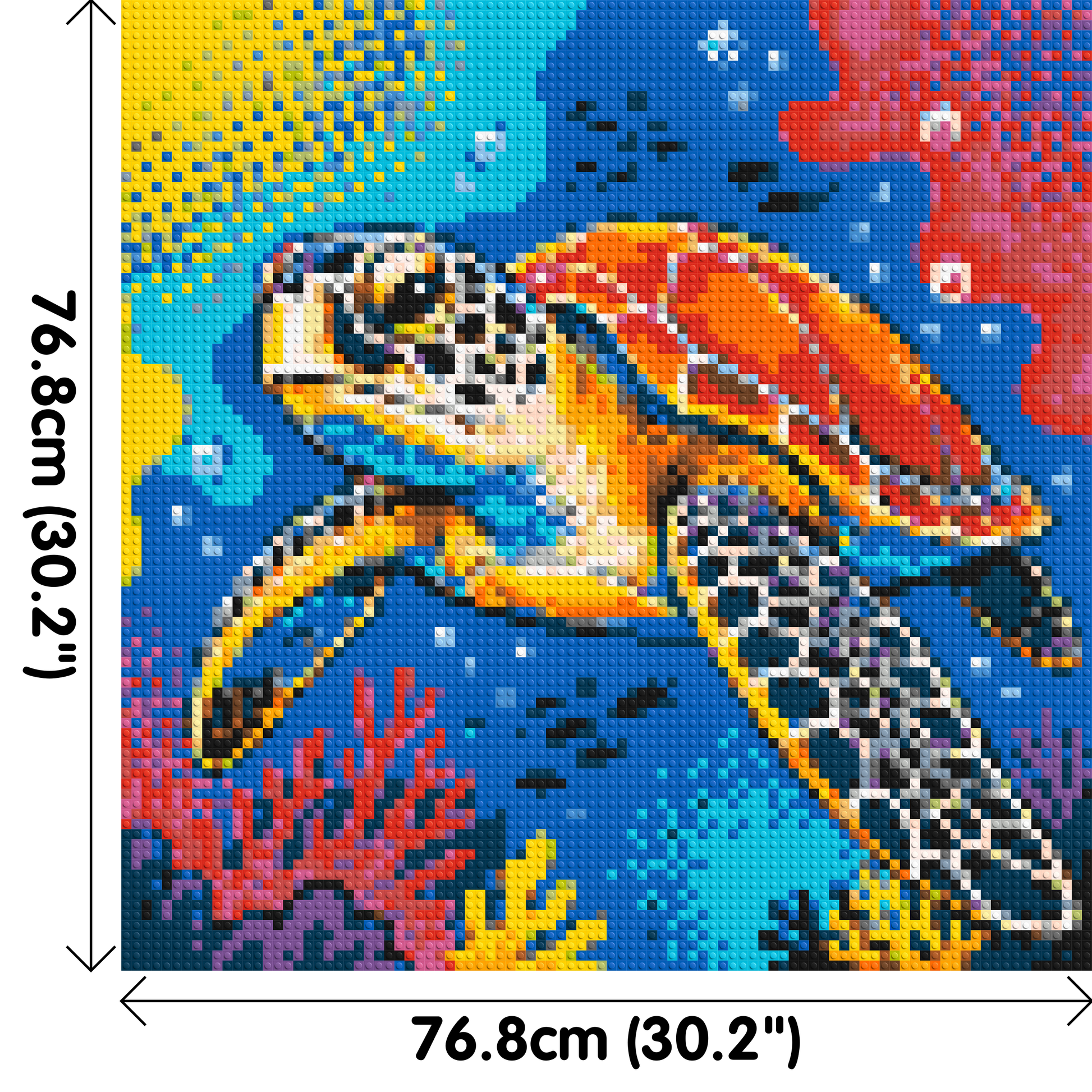 Vibrant Coral Reef Sea Turtle Pop Art - Brick Art Mosaic Kit 4x4 dimensions