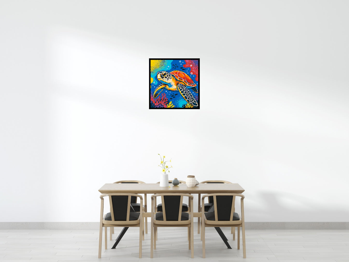 Vibrant Coral Reef Sea Turtle Pop Art - Brick Art Mosaic Kit 4x4 large