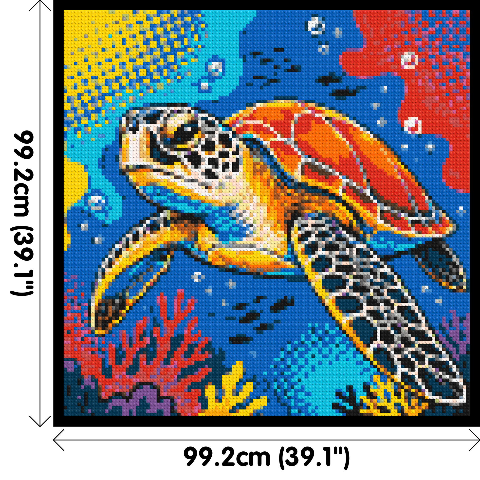 Vibrant Coral Reef Sea Turtle Pop Art - Brick Art Mosaic Kit 5x5 dimensions with frame