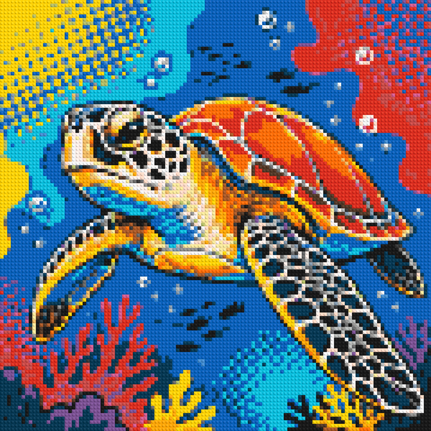 Vibrant Coral Reef Sea Turtle Pop Art - Brick Art Mosaic Kit 5x5 large