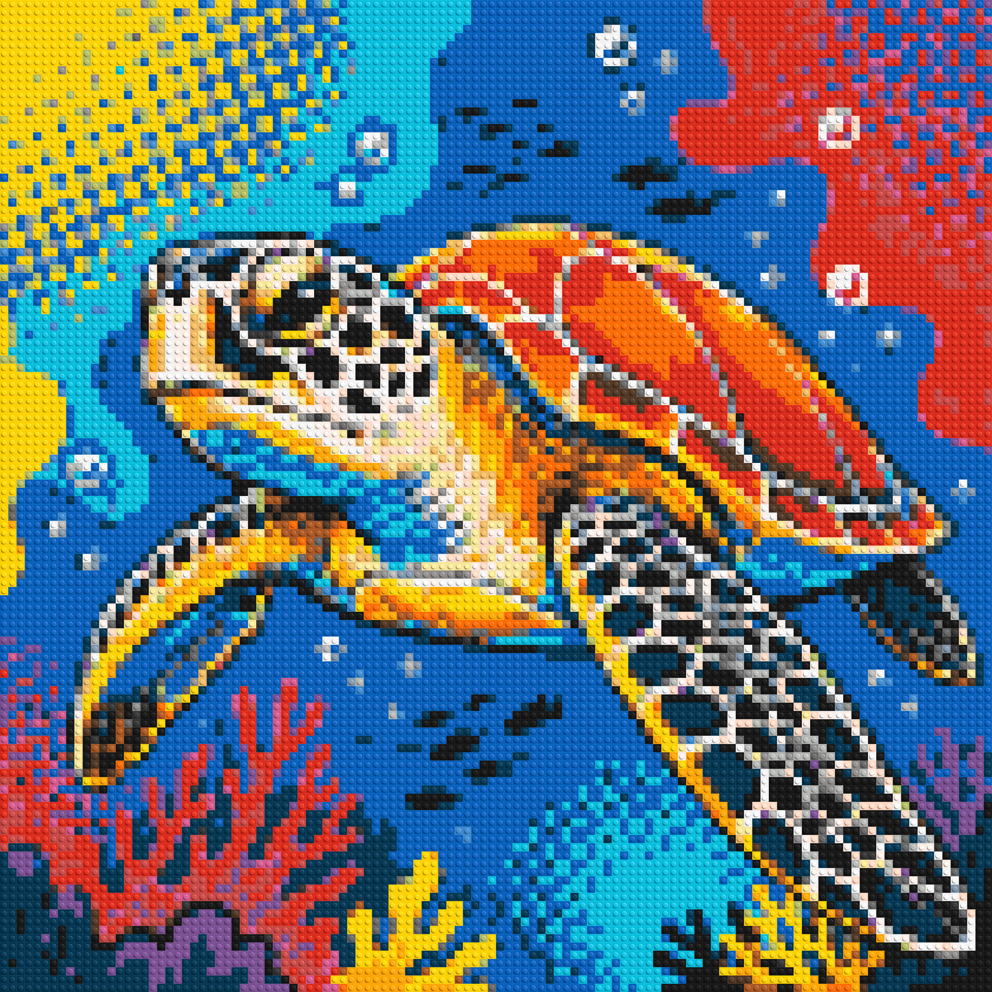 Vibrant Coral Reef Sea Turtle Pop Art - Brick Art Mosaic Kit 5x5 large