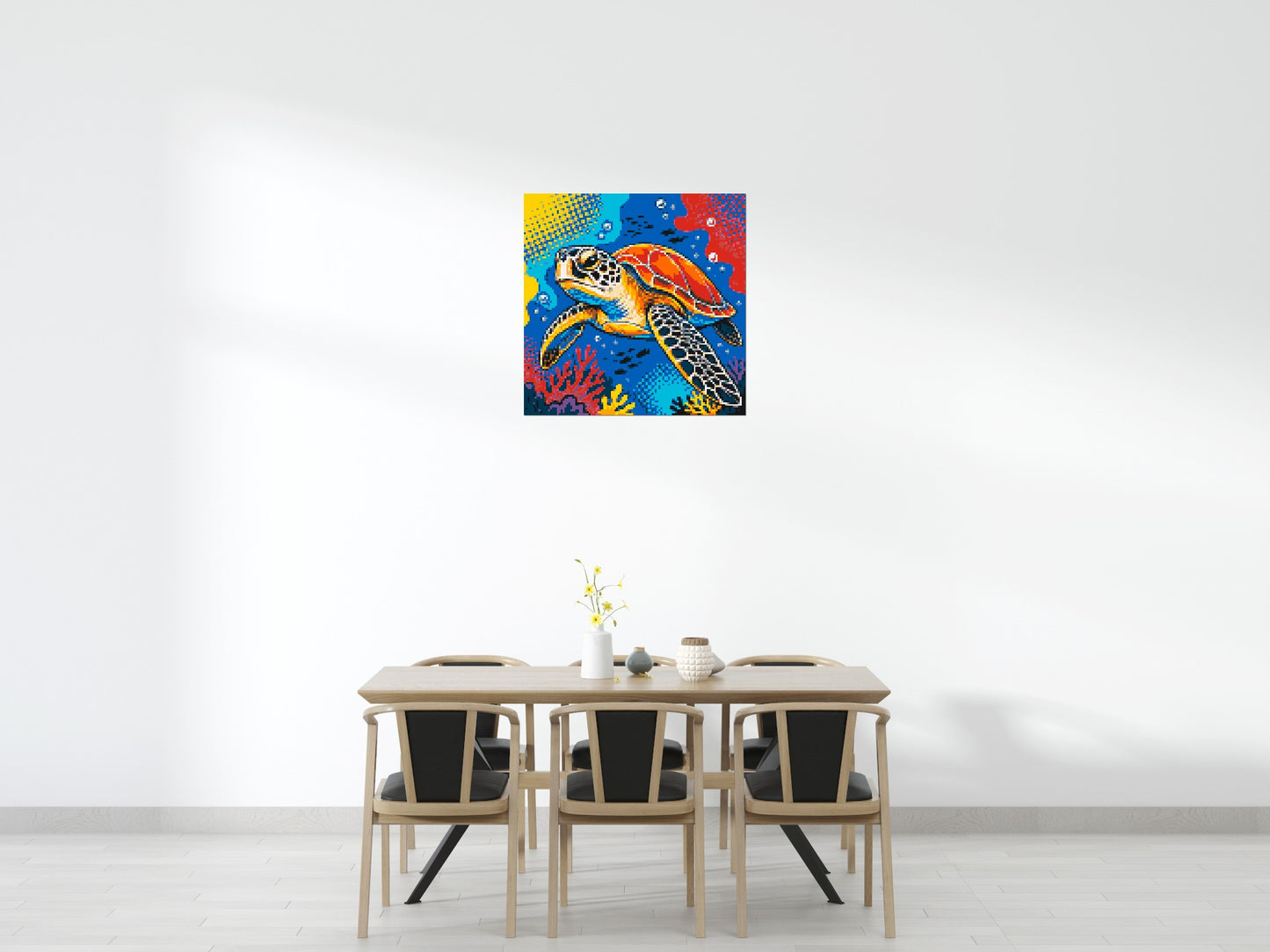 Vibrant Coral Reef Sea Turtle Pop Art - Brick Art Mosaic Kit 5x5 large