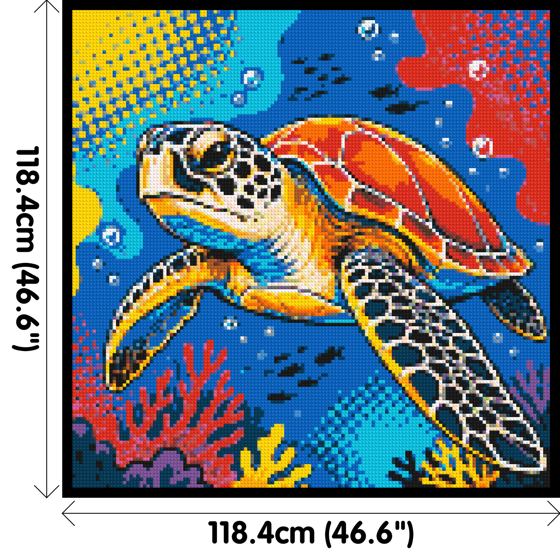 Vibrant Coral Reef Sea Turtle Pop Art - Brick Art Mosaic Kit 6x6 dimensions with frame