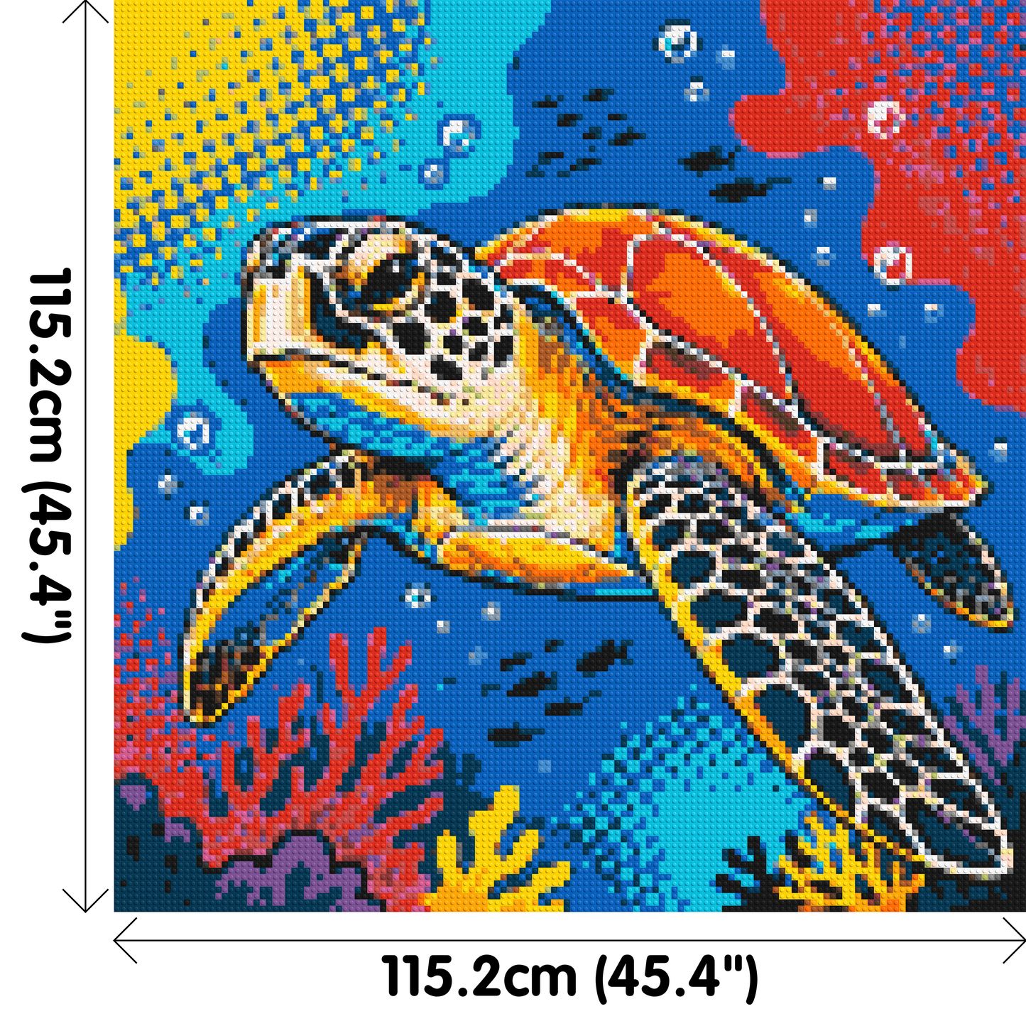 Vibrant Coral Reef Sea Turtle Pop Art - Brick Art Mosaic Kit 6x6 large
