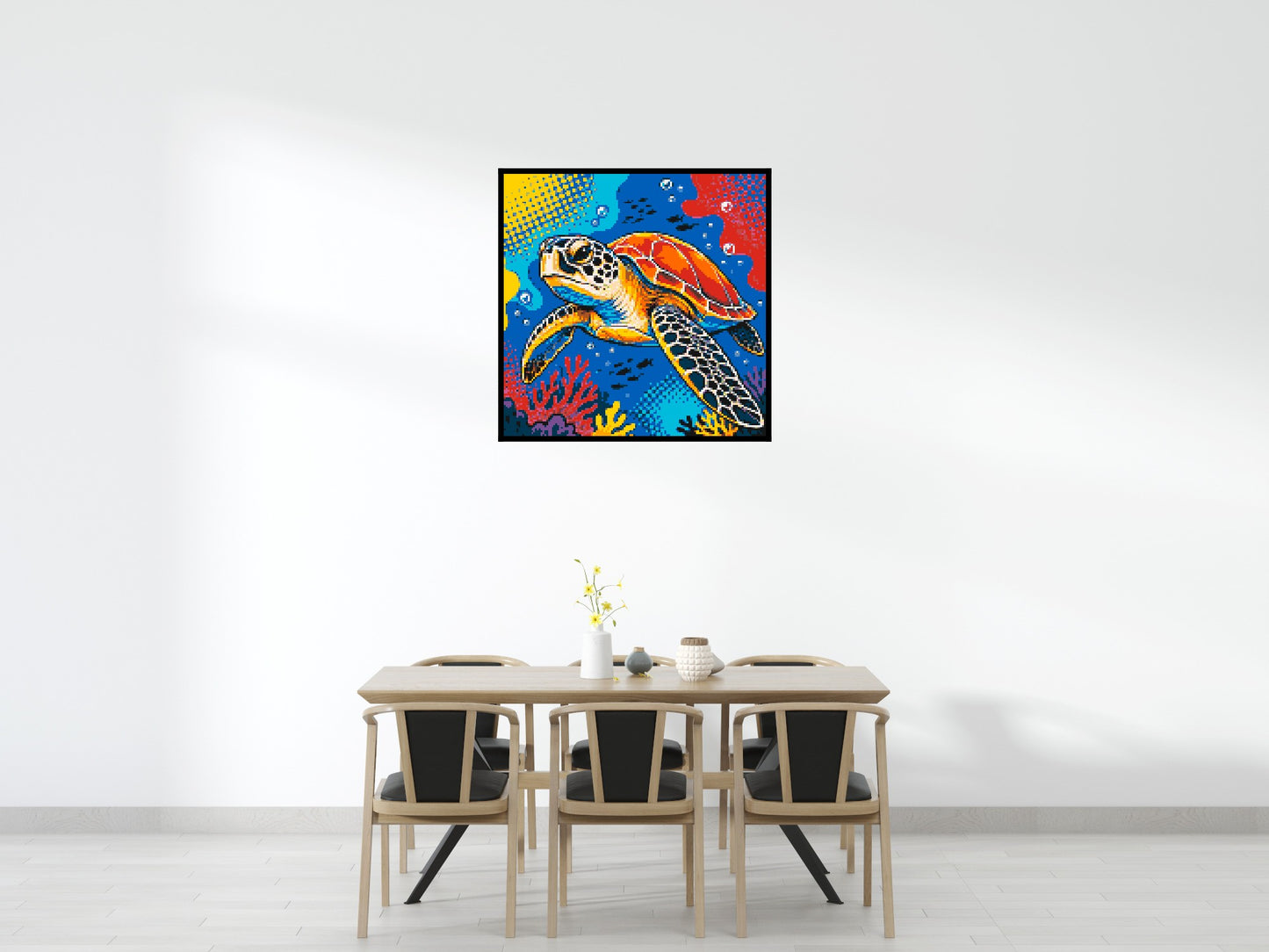 Vibrant Coral Reef Sea Turtle Pop Art - Brick Art Mosaic Kit 6x6 large