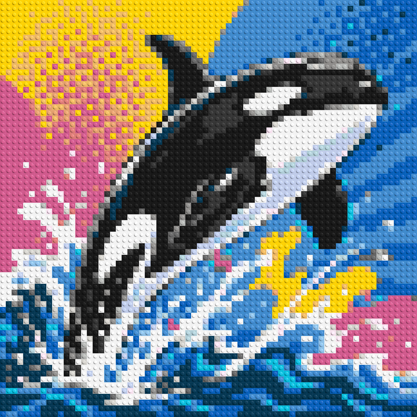 Leaping Orca Whale Comic Pop Art - Brick Art Mosaic Kit 3x3 large