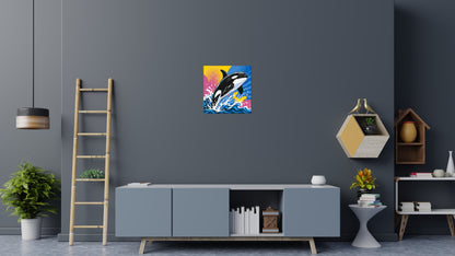 Leaping Orca Whale Comic Pop Art - Brick Art Mosaic Kit 3x3 large