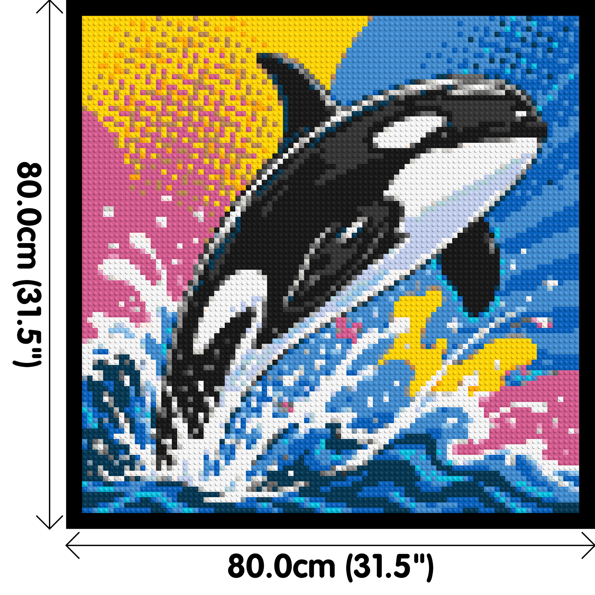 Leaping Orca Whale Comic Pop Art - Brick Art Mosaic Kit 4x4 dimensions with frame