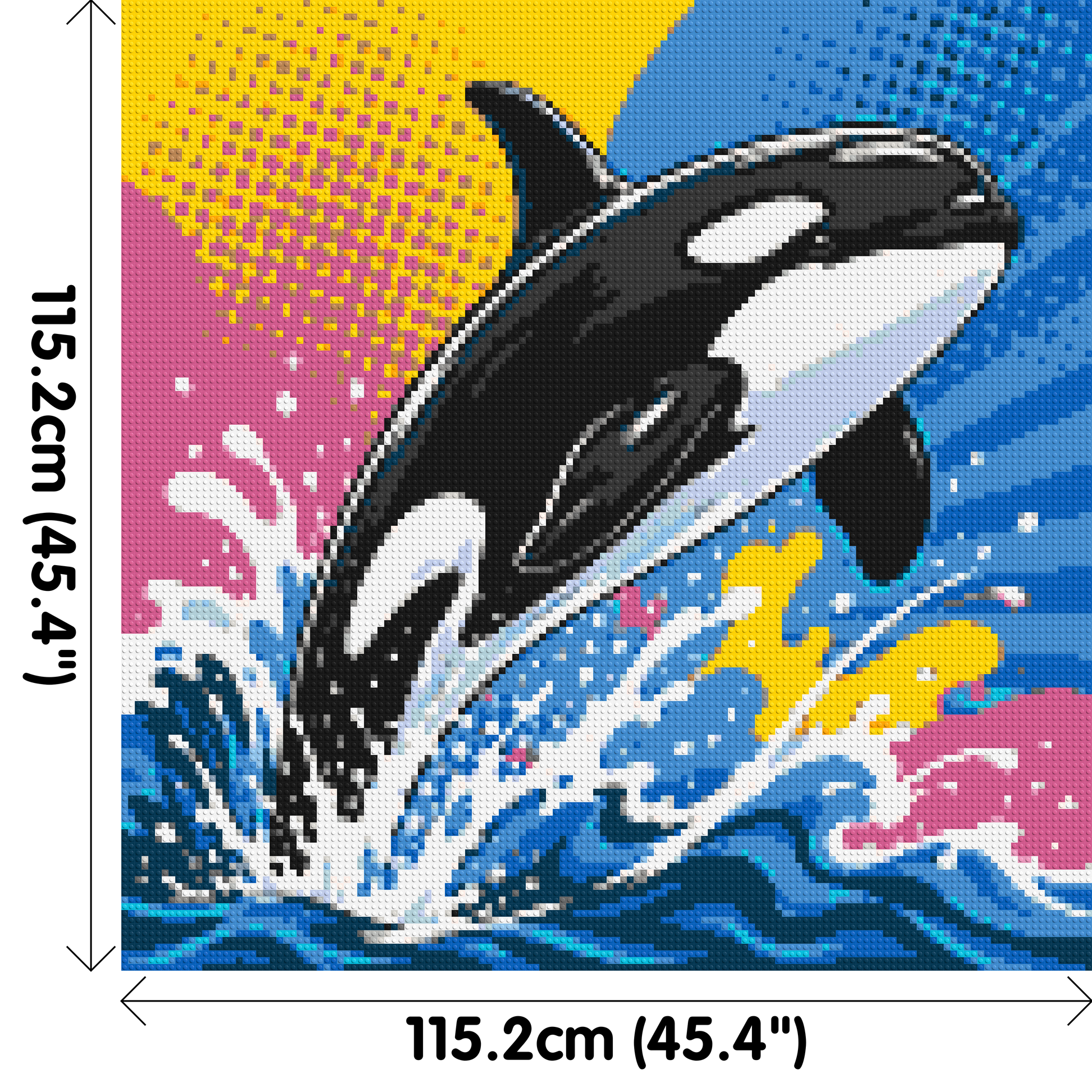 Leaping Orca Whale Comic Pop Art - Brick Art Mosaic Kit 6x6 dimensions