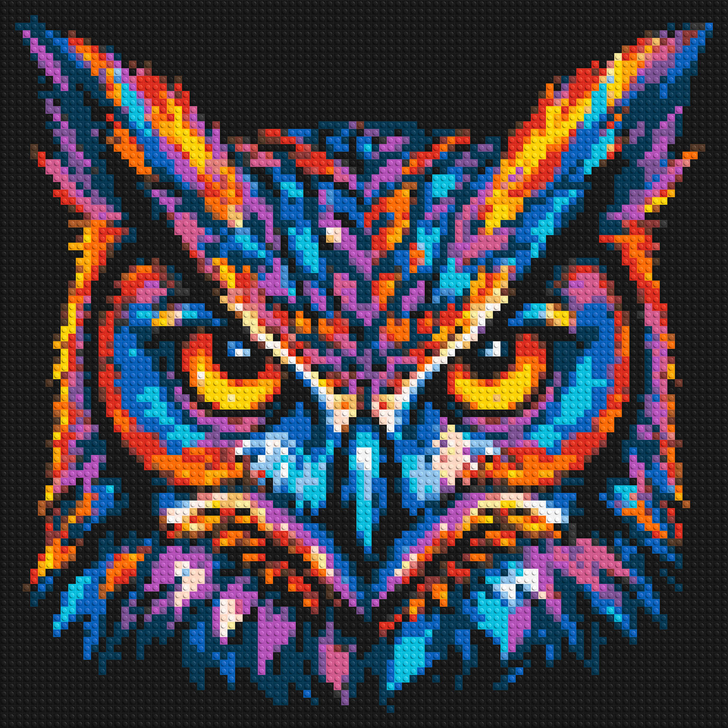 Psychedelic Neon Owl Face Pop Art - Brick Art Mosaic Kit 4x4 large