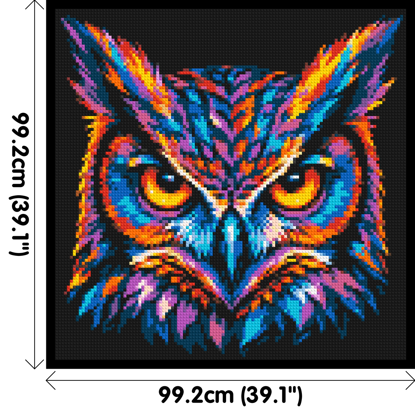 Psychedelic Neon Owl Face Pop Art - Brick Art Mosaic Kit 5x5 large