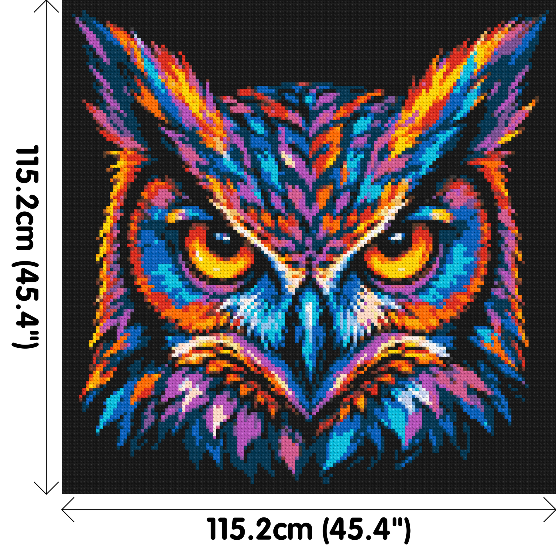 Psychedelic Neon Owl Face Pop Art - Brick Art Mosaic Kit 6x6 dimensions