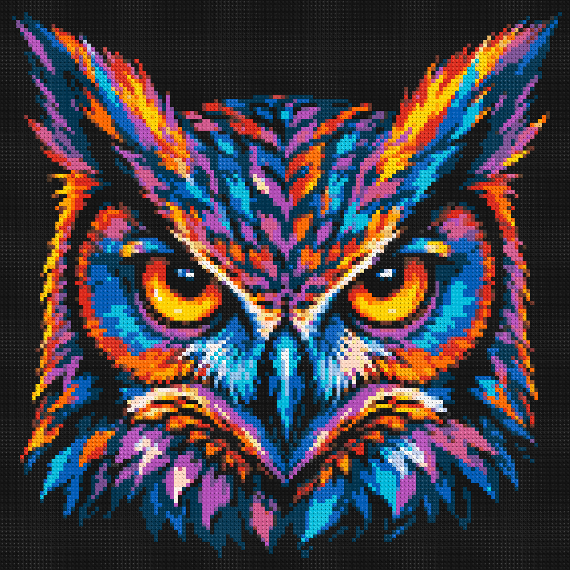 Psychedelic Neon Owl Face Pop Art - Brick Art Mosaic Kit 6x6 large