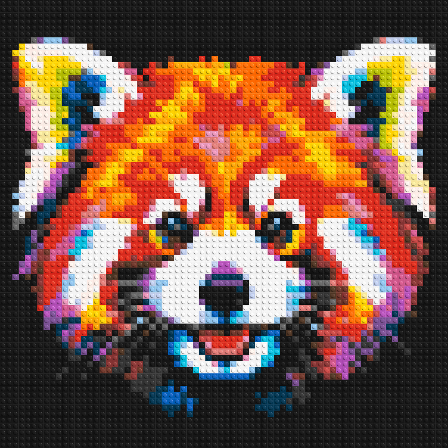 Vibrant Red Panda Face Pop Art - Brick Art Mosaic Kit 3x3 large