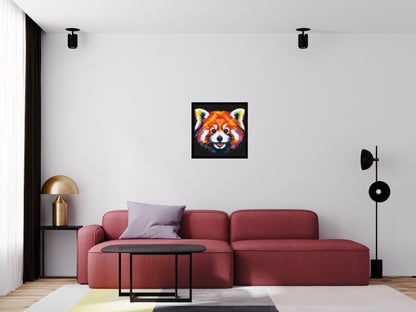 Vibrant Red Panda Face Pop Art - Brick Art Mosaic Kit 3x3 large