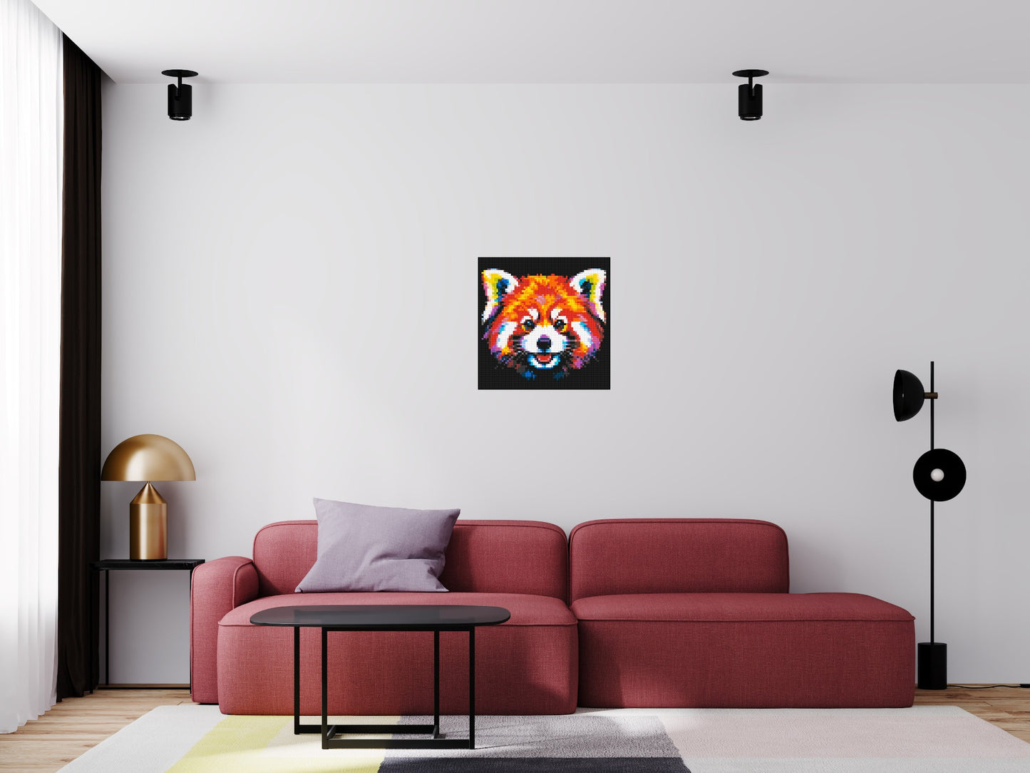 Vibrant Red Panda Face Pop Art - Brick Art Mosaic Kit 3x3 large
