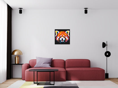 Vibrant Red Panda Face Pop Art - Brick Art Mosaic Kit 3x3 large