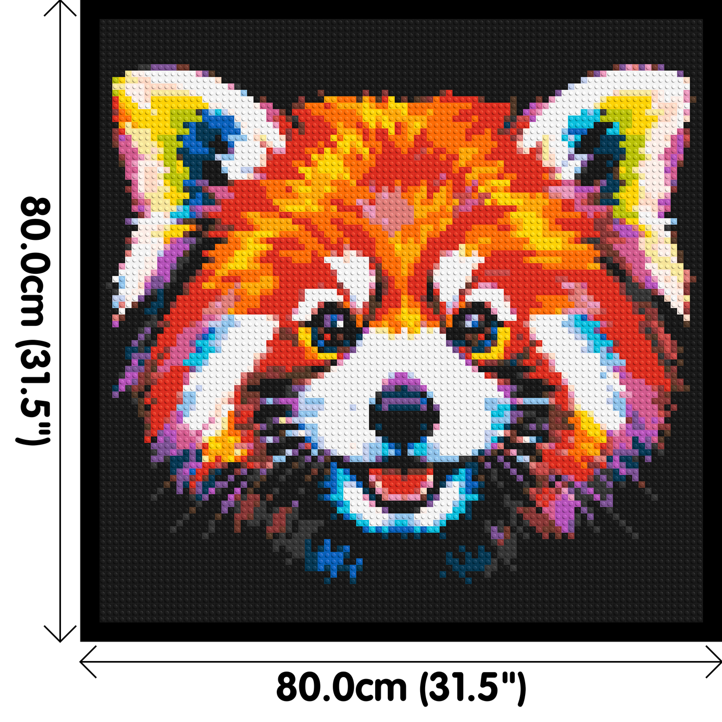 Vibrant Red Panda Face Pop Art - Brick Art Mosaic Kit 4x4 large