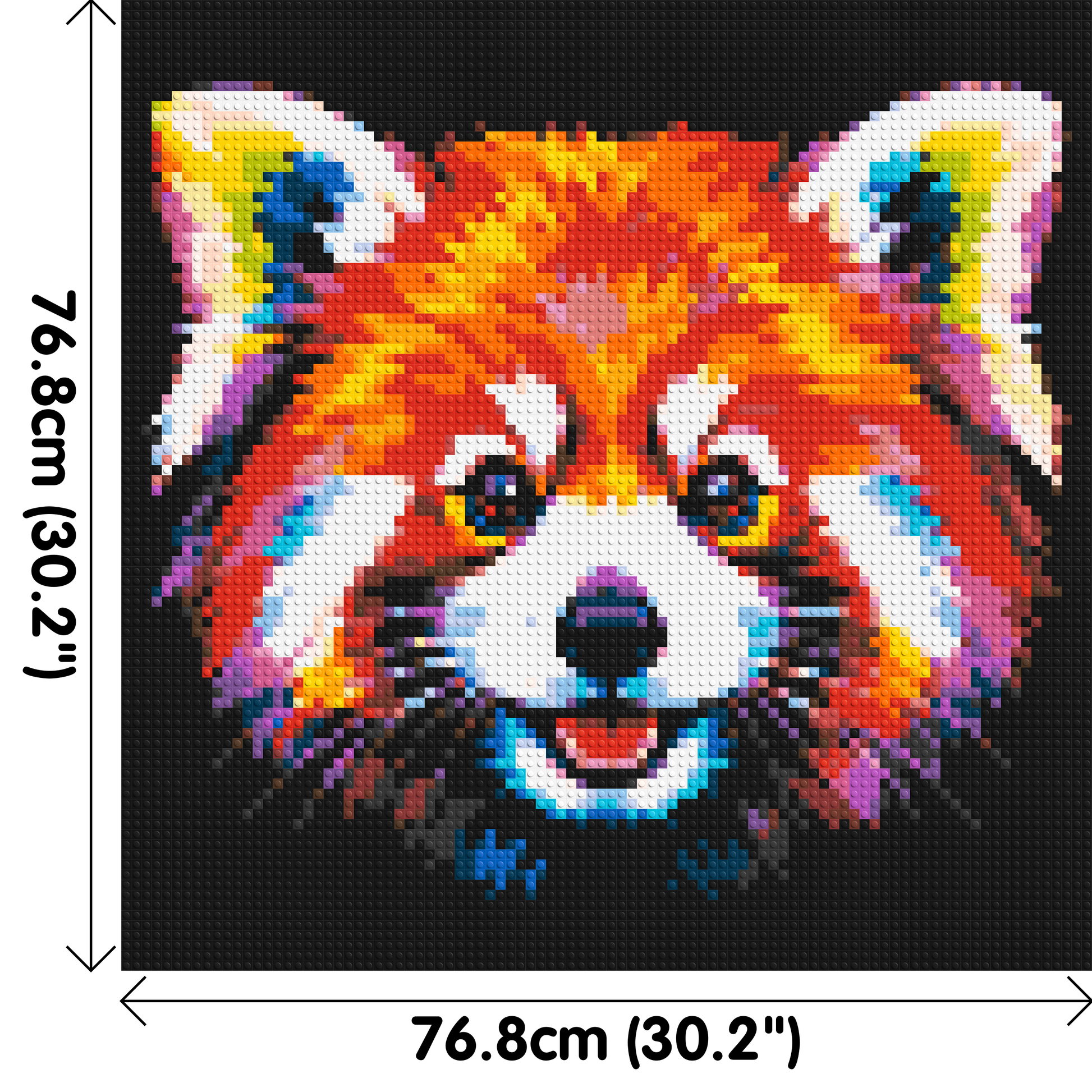 Vibrant Red Panda Face Pop Art - Brick Art Mosaic Kit 4x4 dimensions