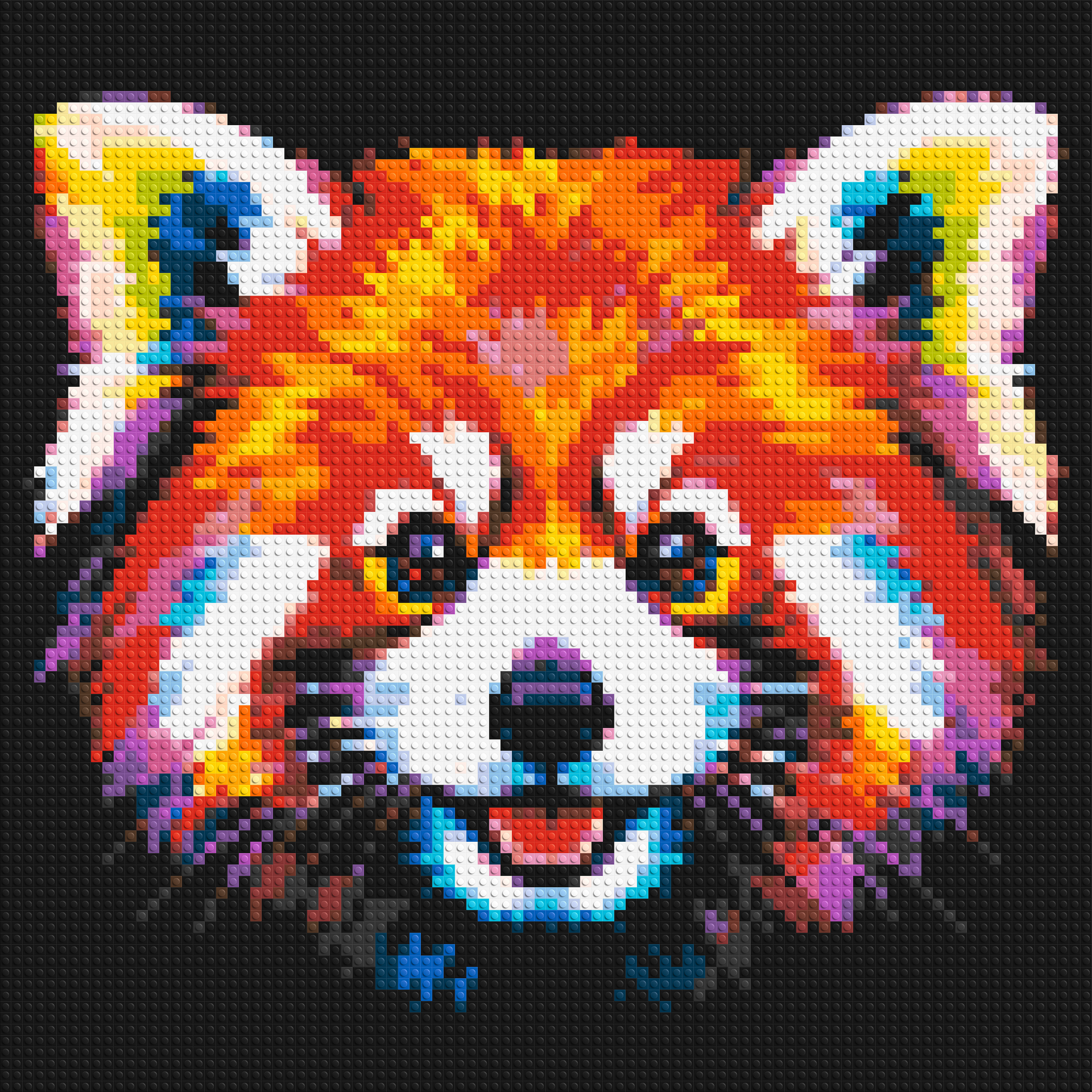 Vibrant Red Panda Face Pop Art - Brick Art Mosaic Kit 4x4 large