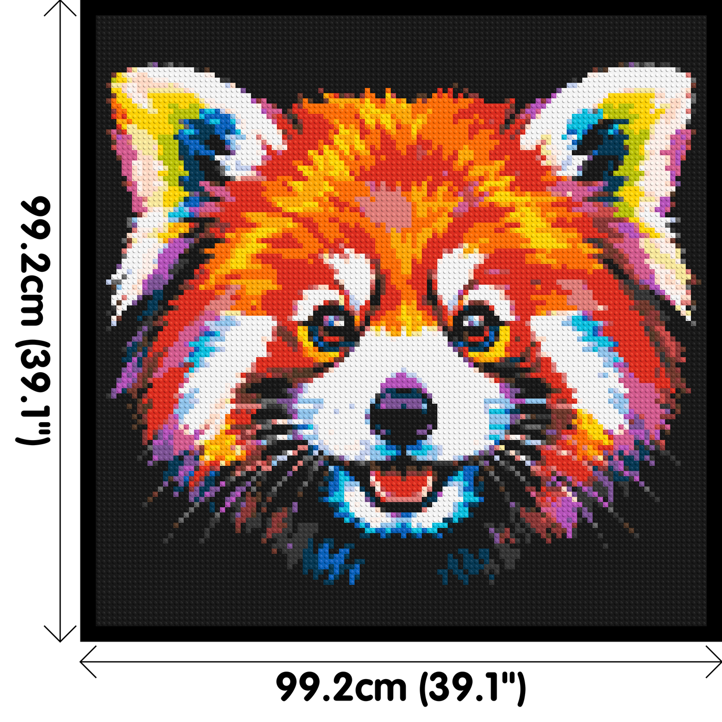 Vibrant Red Panda Face Pop Art - Brick Art Mosaic Kit 5x5 large