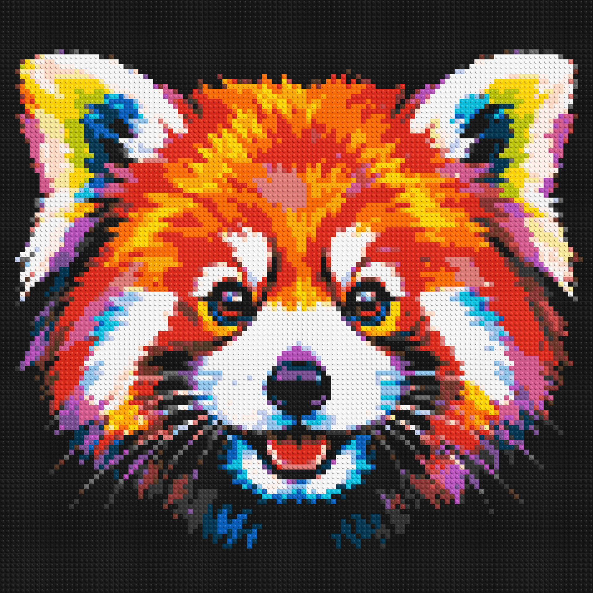 Vibrant Red Panda Face Pop Art - Brick Art Mosaic Kit 5x5 large