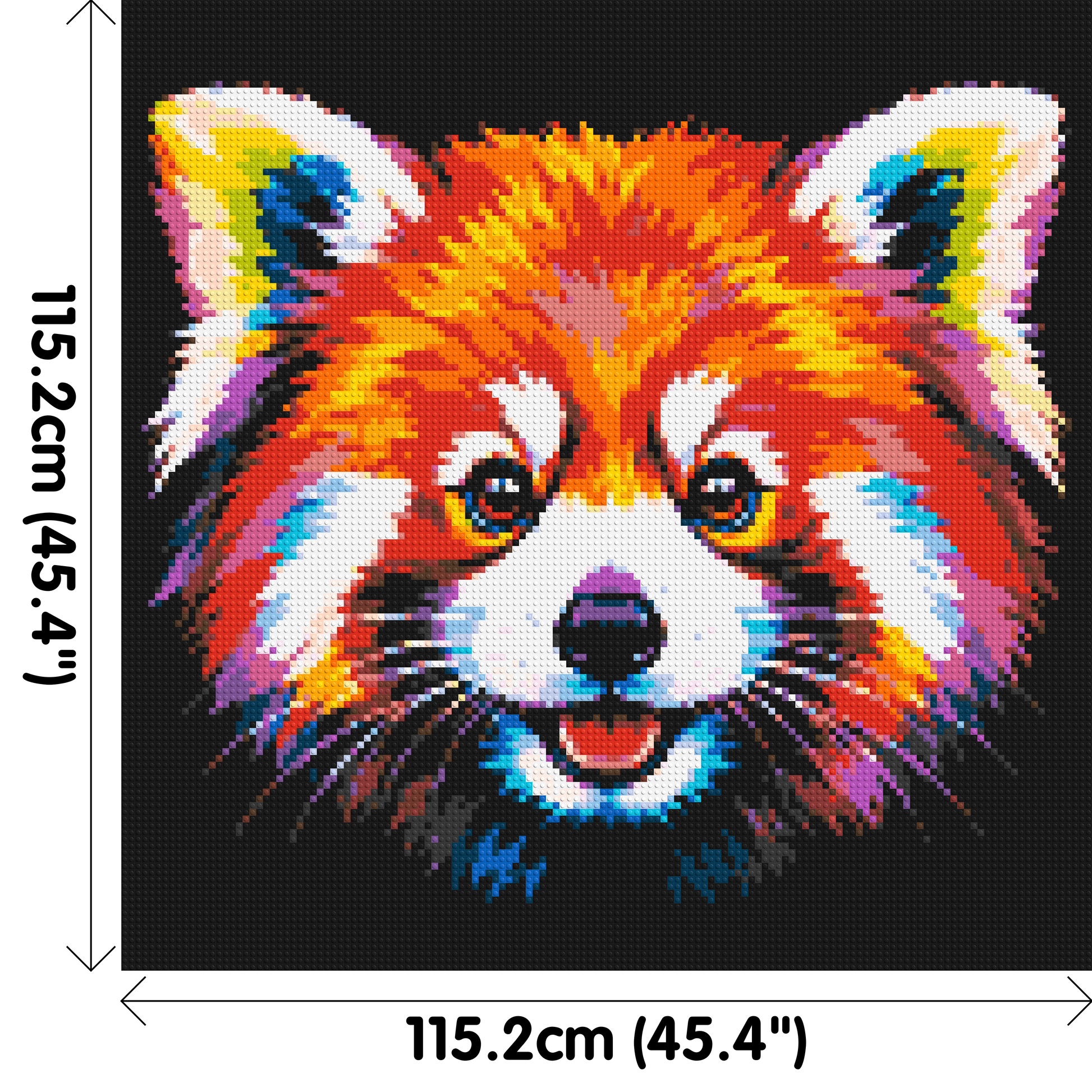 Vibrant Red Panda Face Pop Art - Brick Art Mosaic Kit 6x6 dimensions