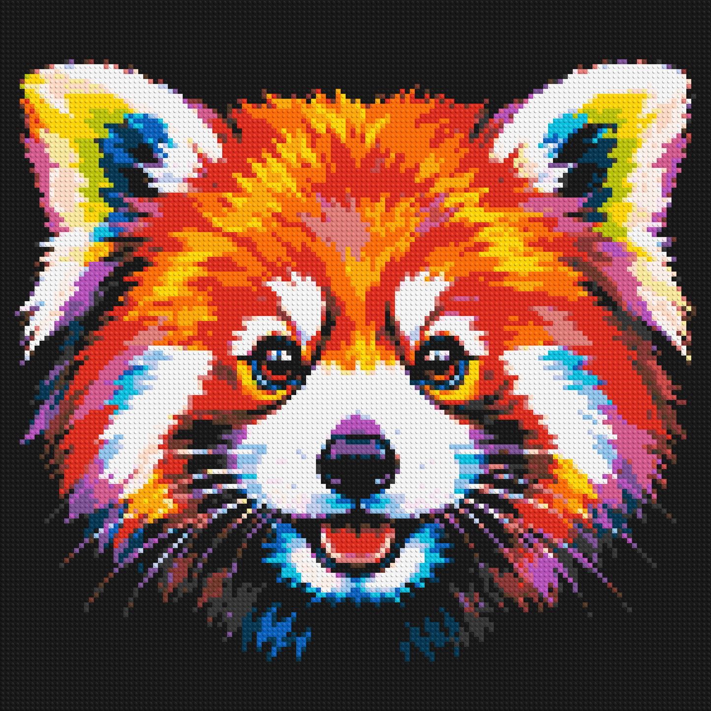Vibrant Red Panda Face Pop Art - Brick Art Mosaic Kit 6x6 large