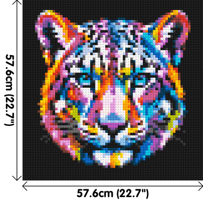 Vibrant Psychedelic Leopard Face Pop Art - Brick Art Mosaic Kit 3x3 large