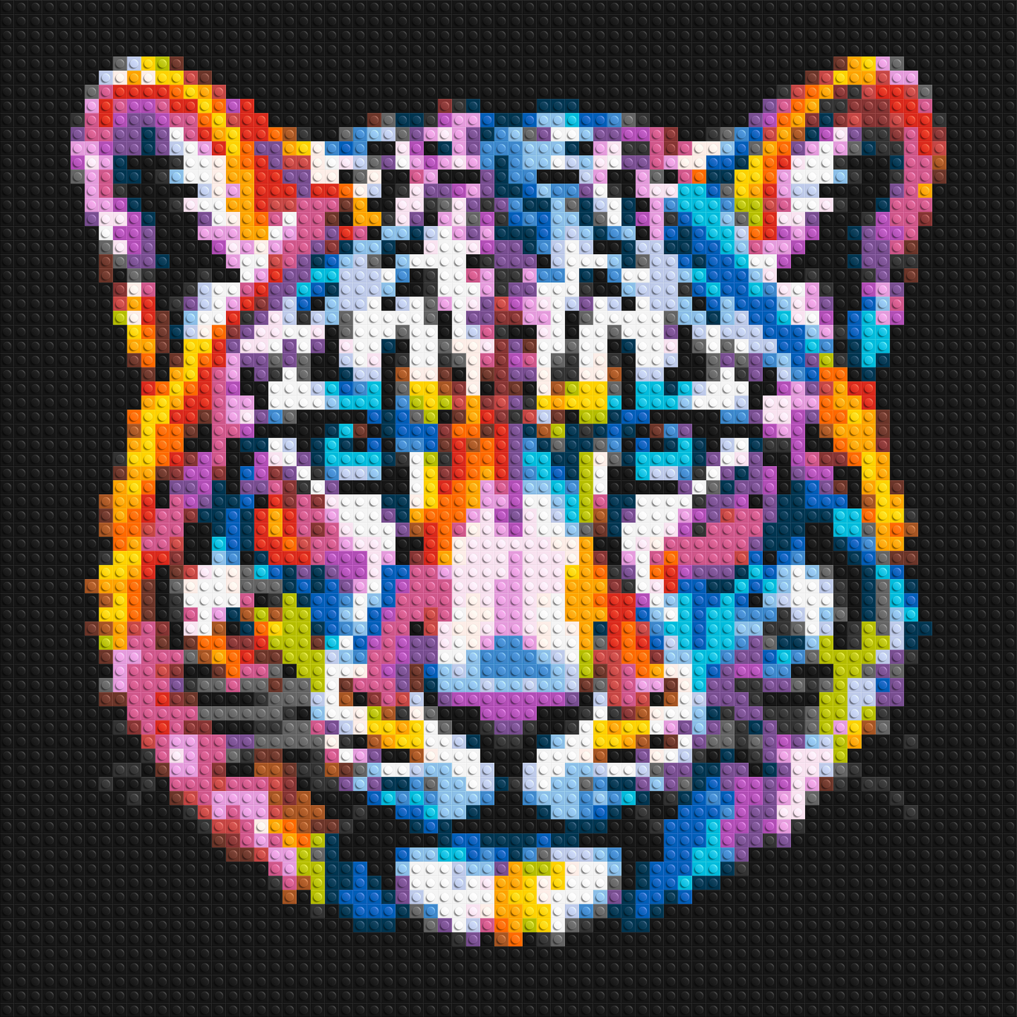 Vibrant Psychedelic Leopard Face Pop Art - Brick Art Mosaic Kit 3x3 large