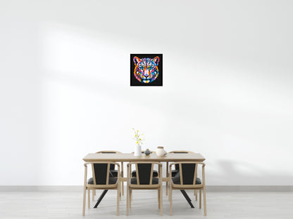 Vibrant Psychedelic Leopard Face Pop Art - Brick Art Mosaic Kit 3x3 large