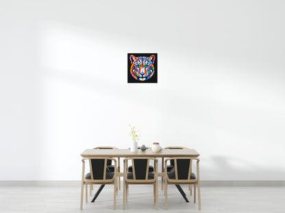 Vibrant Psychedelic Leopard Face Pop Art - Brick Art Mosaic Kit 3x3 large
