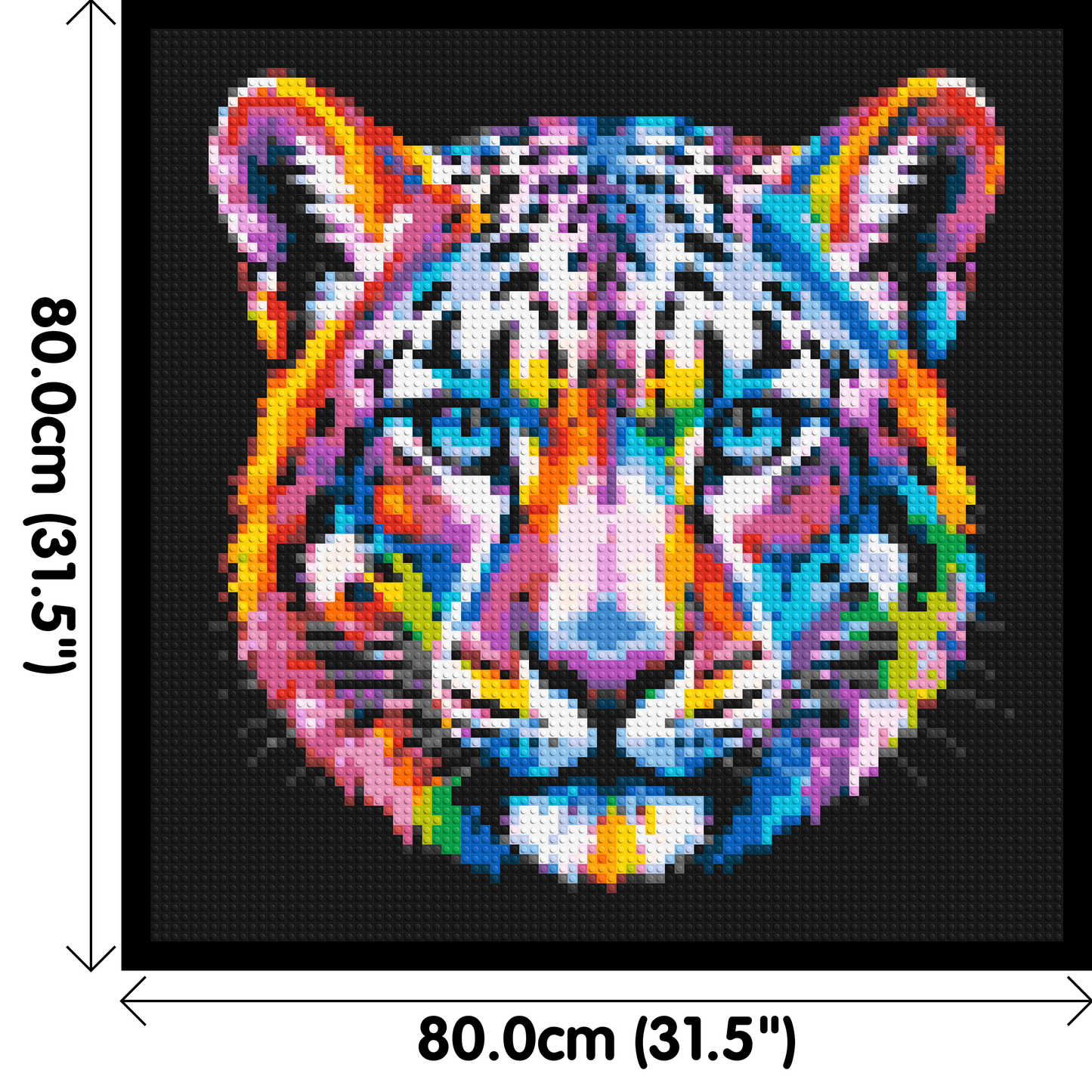 Vibrant Psychedelic Leopard Face Pop Art - Brick Art Mosaic Kit 4x4 large