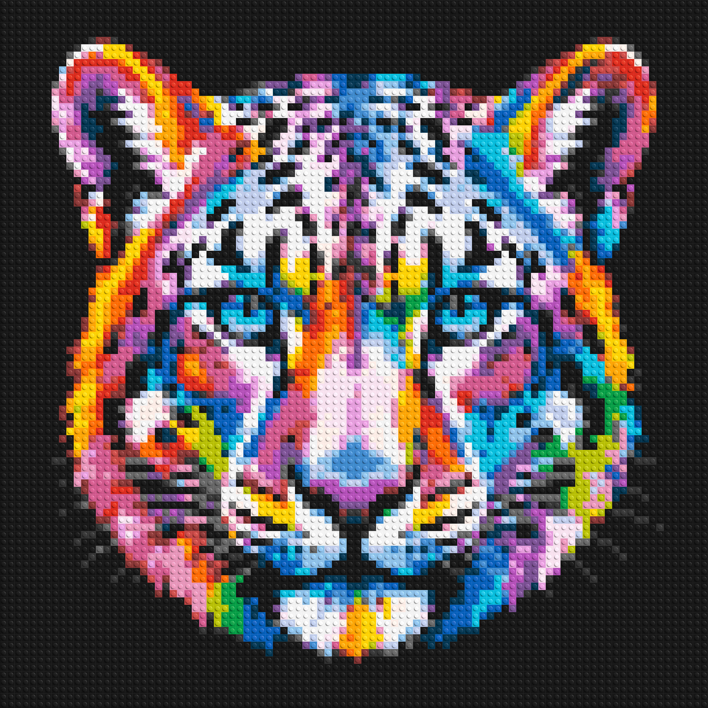 Vibrant Psychedelic Leopard Face Pop Art - Brick Art Mosaic Kit 4x4 large