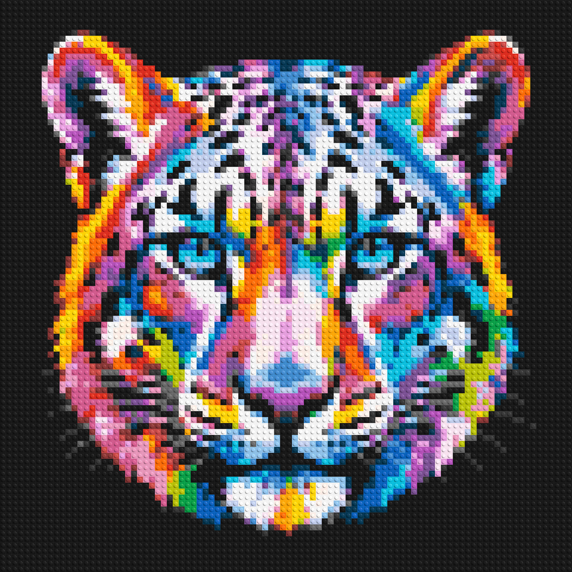 Vibrant Psychedelic Leopard Face Pop Art - Brick Art Mosaic Kit 4x4 large