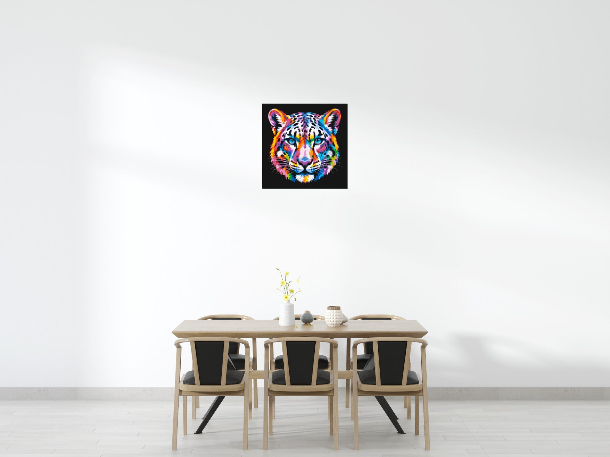 Vibrant Psychedelic Leopard Face Pop Art - Brick Art Mosaic Kit 4x4 scene