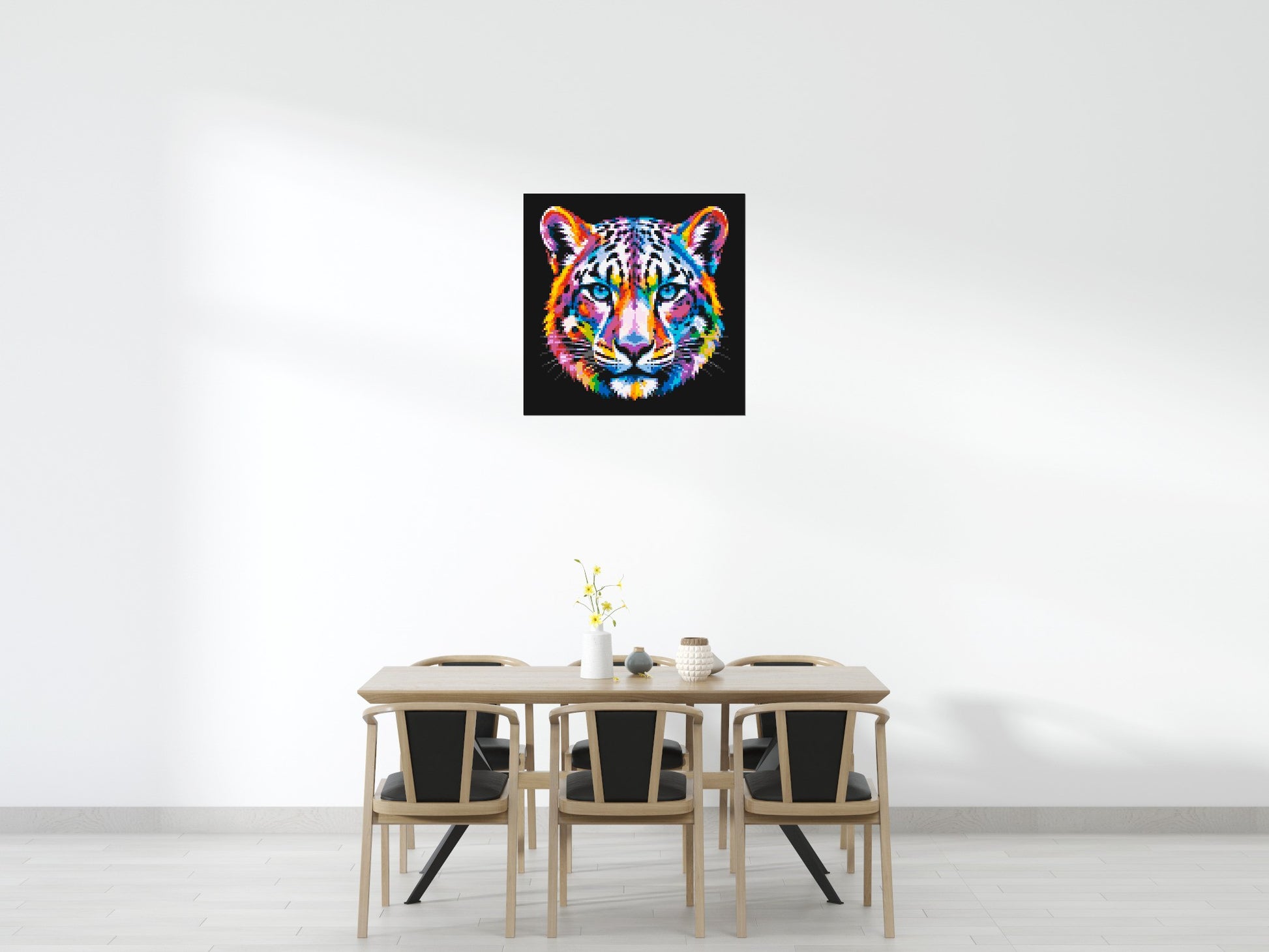 Vibrant Psychedelic Leopard Face Pop Art - Brick Art Mosaic Kit 5x5 scene