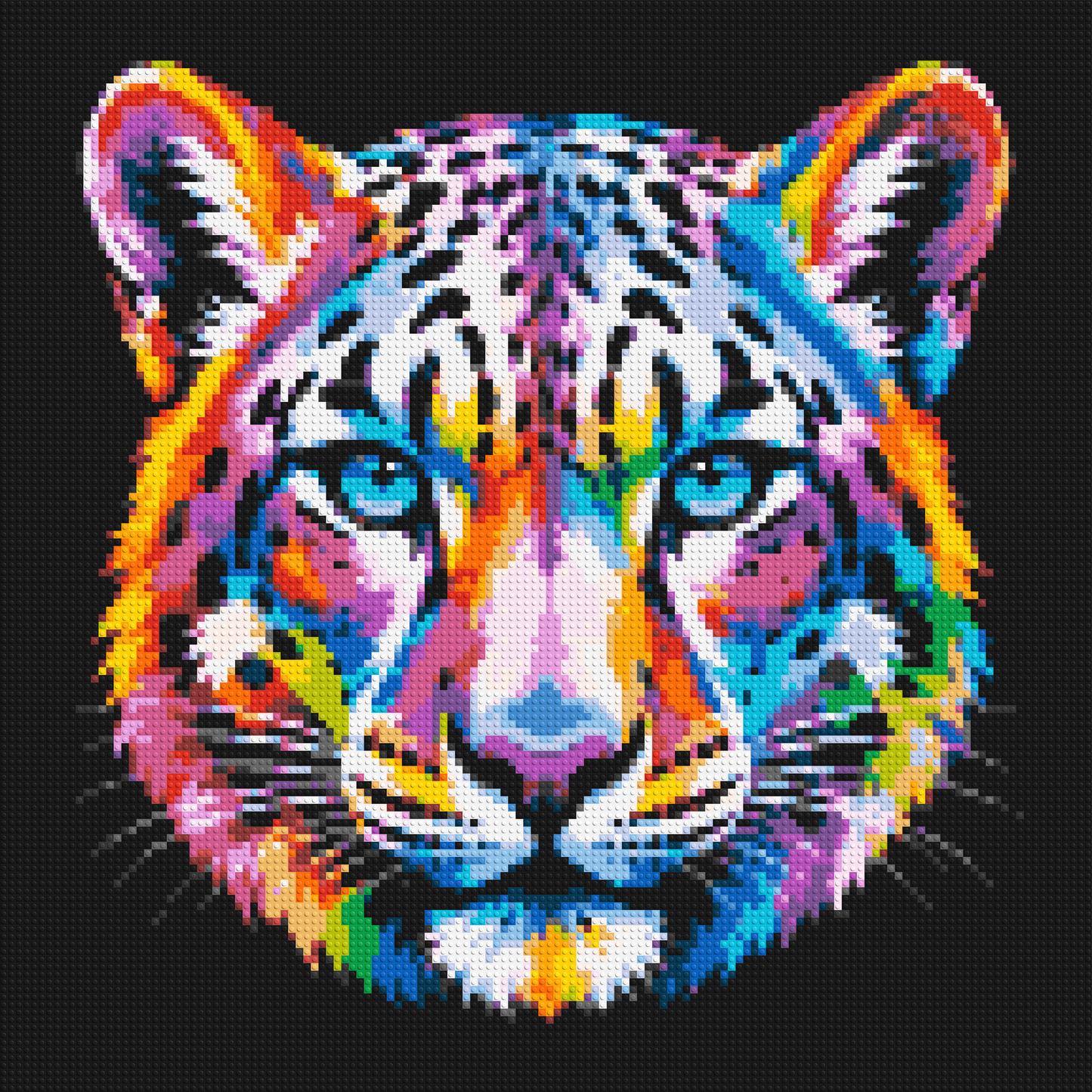 Vibrant Psychedelic Leopard Face Pop Art - Brick Art Mosaic Kit 6x6 large