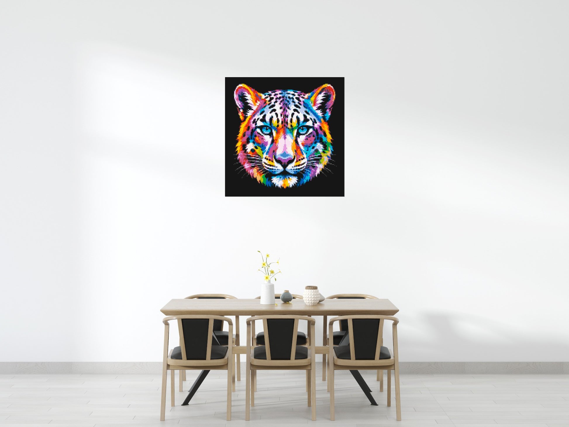 Vibrant Psychedelic Leopard Face Pop Art - Brick Art Mosaic Kit 6x6 scene