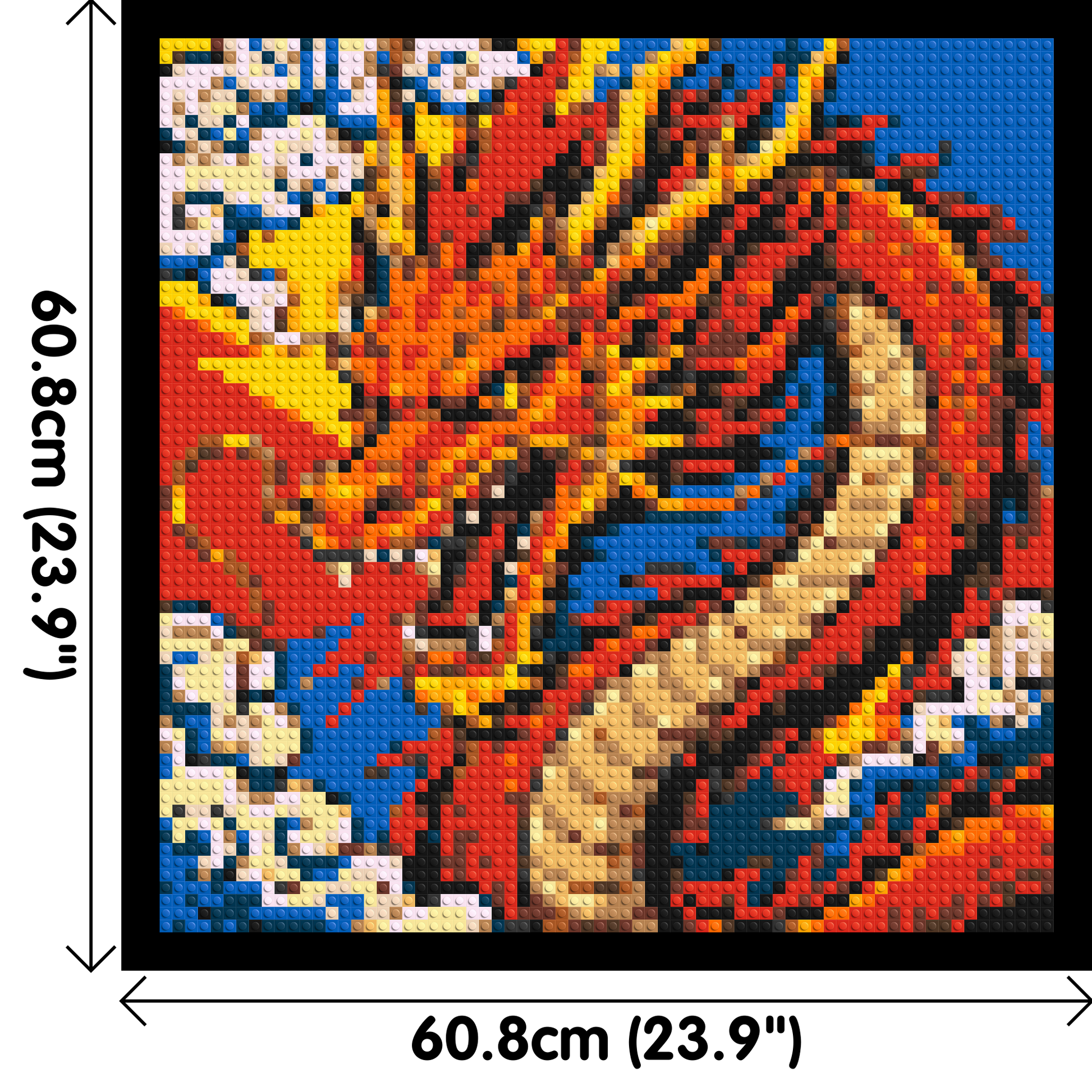 Fierce Eastern Dragon Pop Art - Brick Art Mosaic Kit 3x3 dimensions with frame