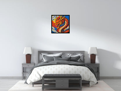 Fierce Eastern Dragon Pop Art - Brick Art Mosaic Kit 3x3 large