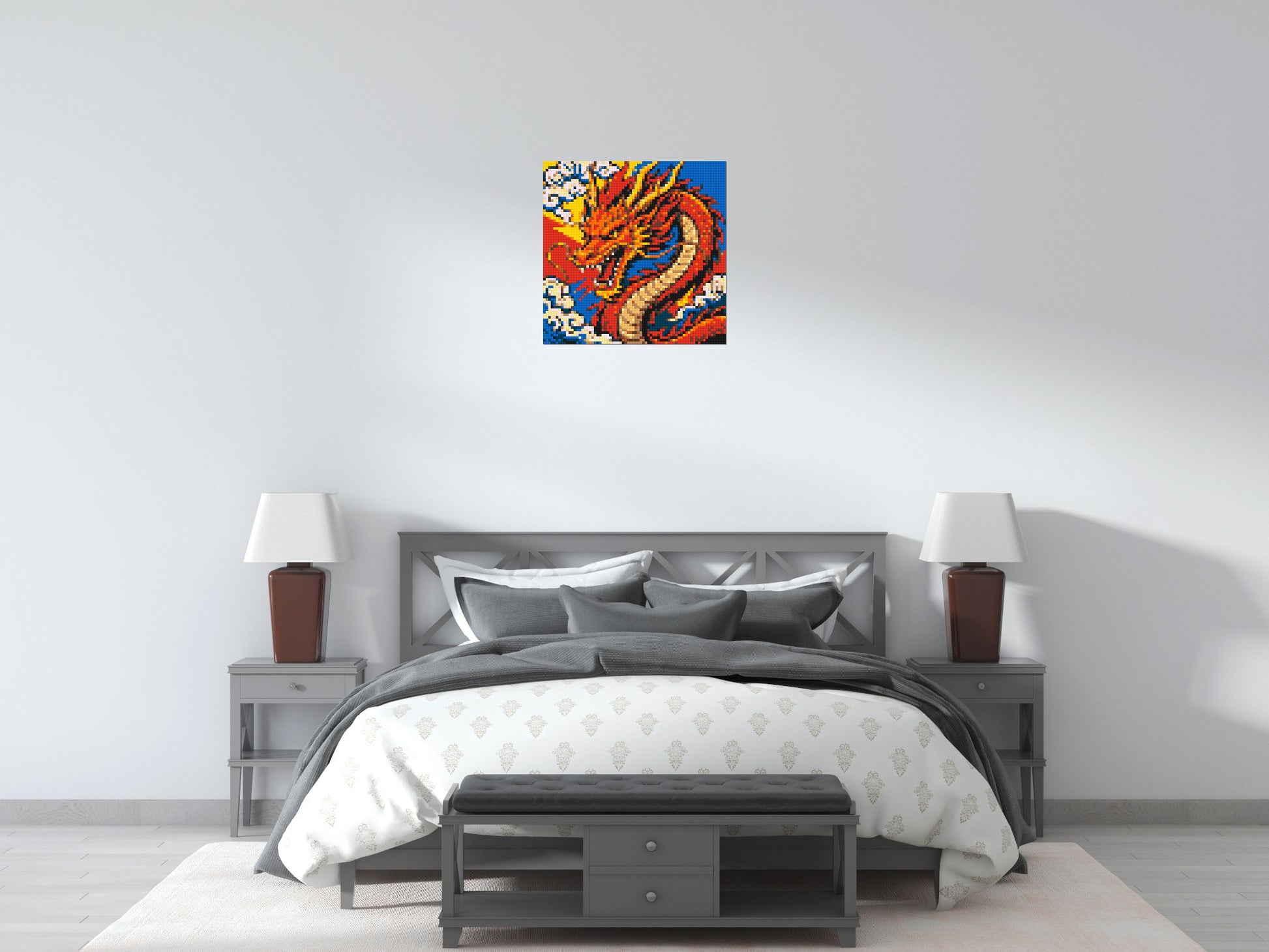 Fierce Eastern Dragon Pop Art - Brick Art Mosaic Kit 3x3 scene