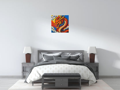 Fierce Eastern Dragon Pop Art - Brick Art Mosaic Kit 3x3 large