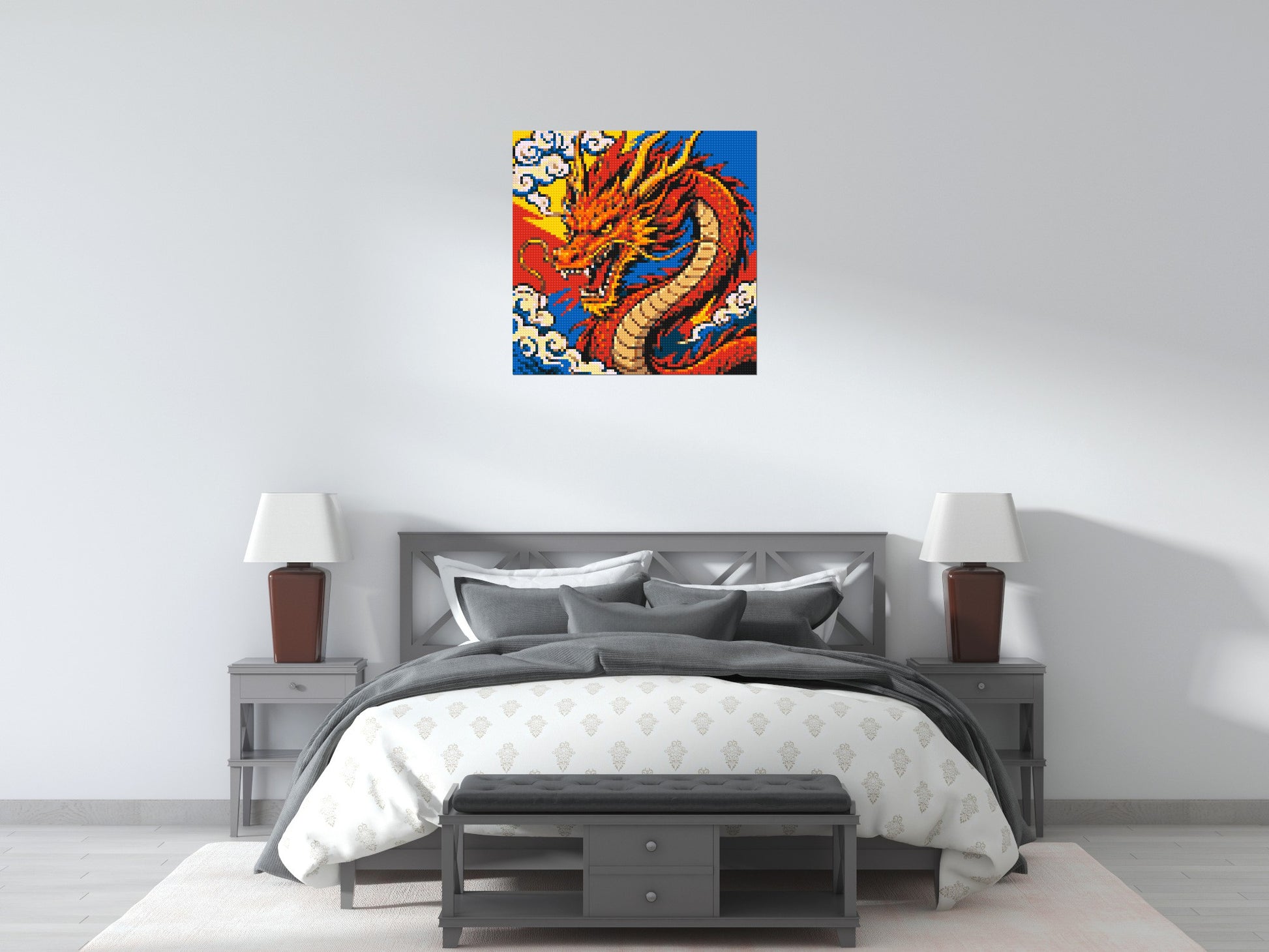 Fierce Eastern Dragon Pop Art - Brick Art Mosaic Kit 4x4 scene